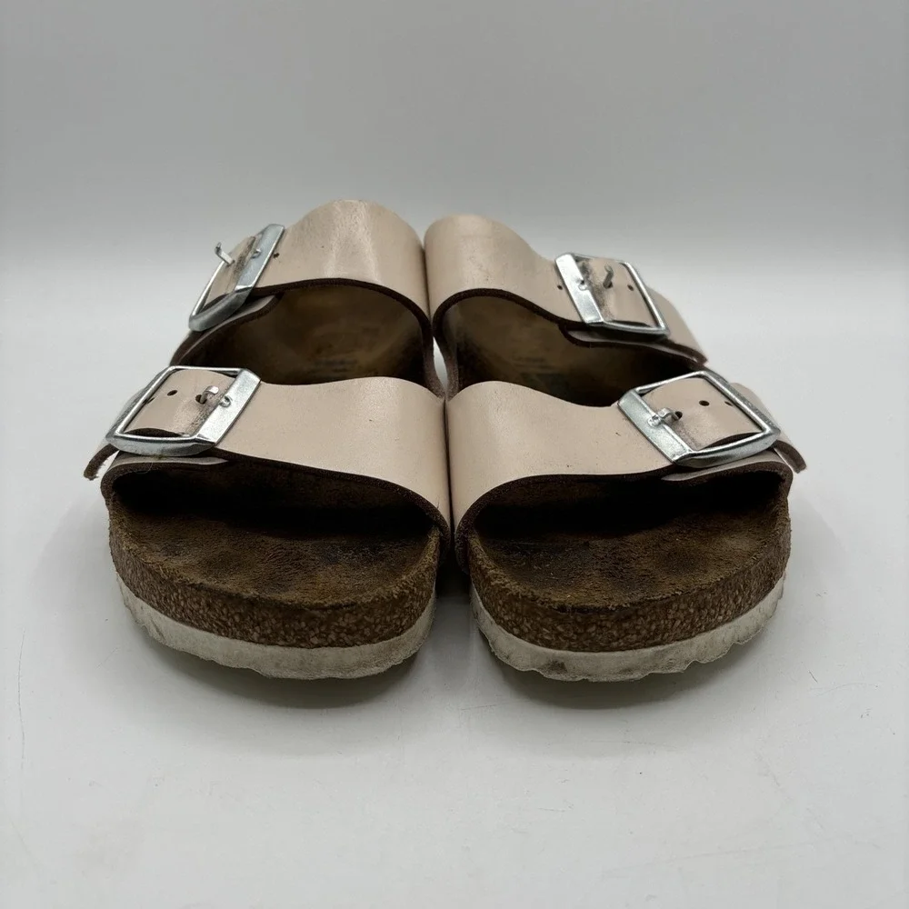 Birkenstock Arizona Birko Flor‎ Beige Nude Patent Sandals Women's Size 37 US 6